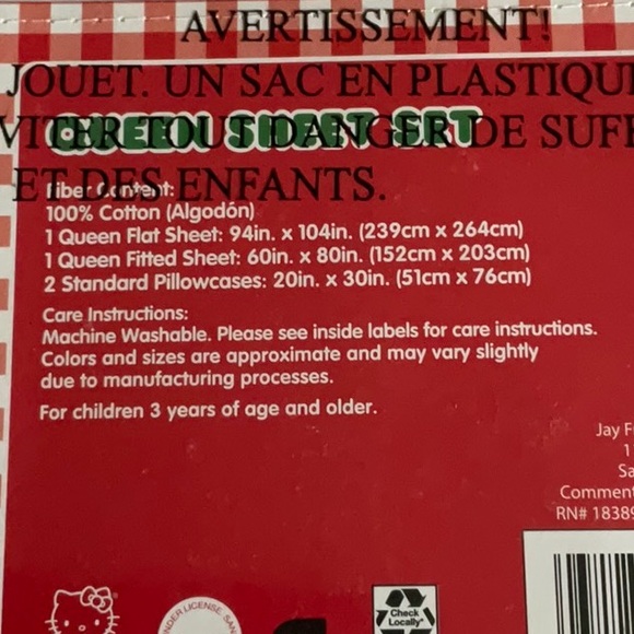 Hello Kitty Sheet Set - White and Red - Picture 4 of 5